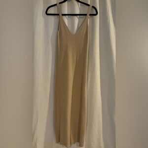 Zara Tan Knit V Neck Sweater Dress